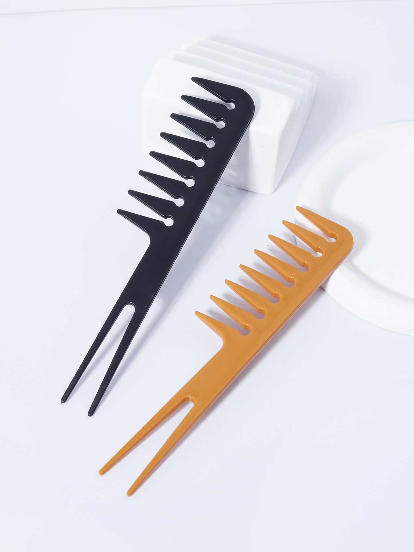 Men'S Grooming Hair - مشط ذو شوكة مزدوجة وأسنان عريضة،