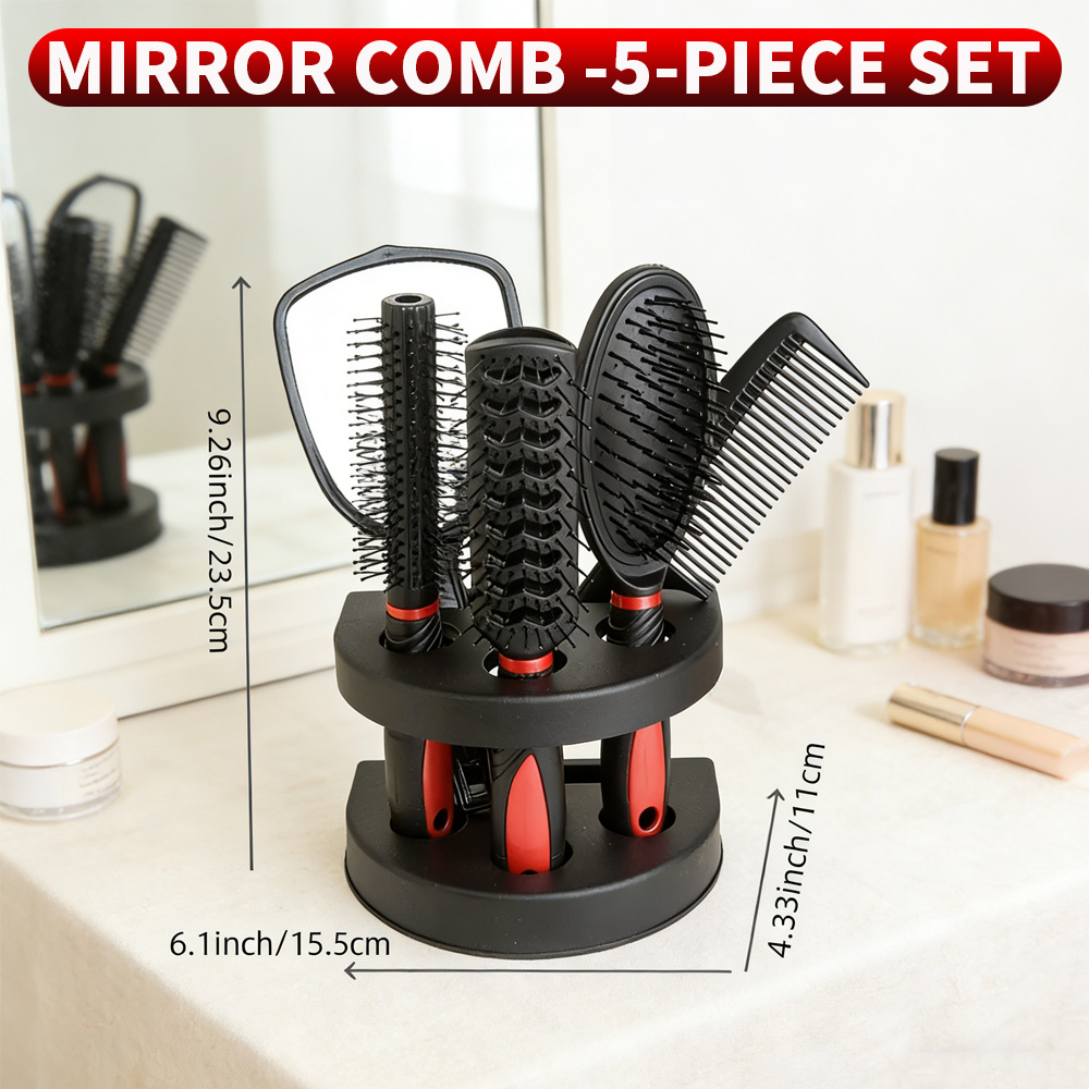Men'S Grooming Mirror - مجموعة مرآة ومشط 5 في 1