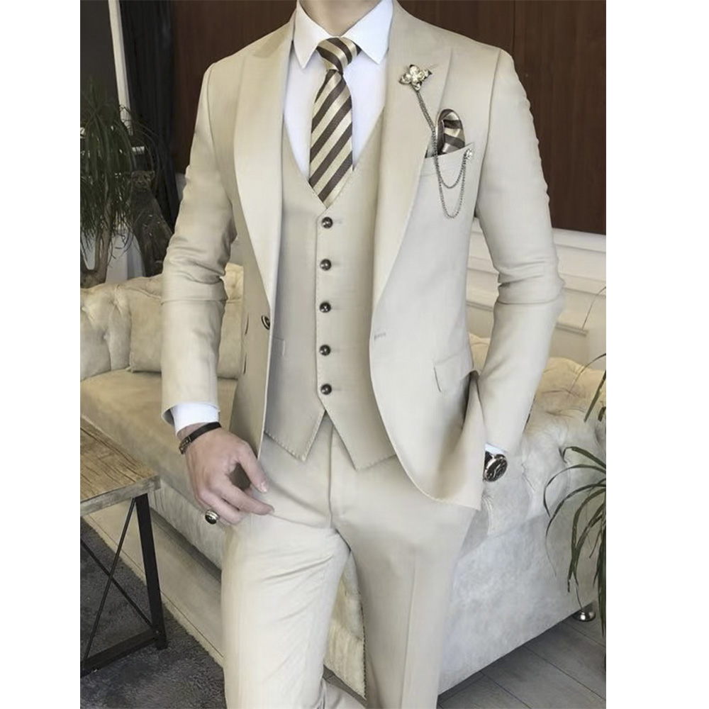 طقم بدلة رجالي كامل بيج للزفاف - مراجعة Mens Grooming Brand وسعره
